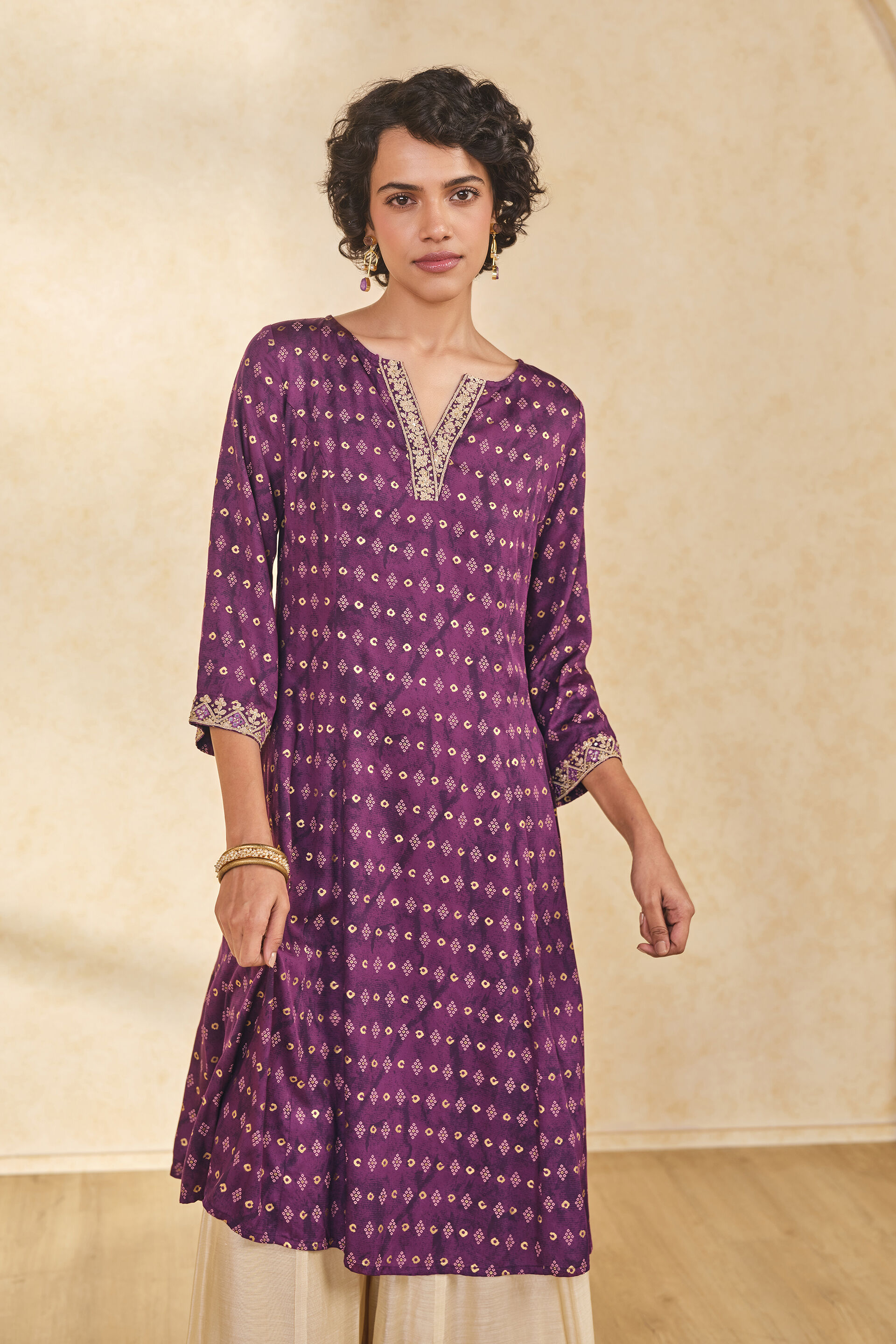 Radiant Purple Satin Kurta, Purple, image 5
